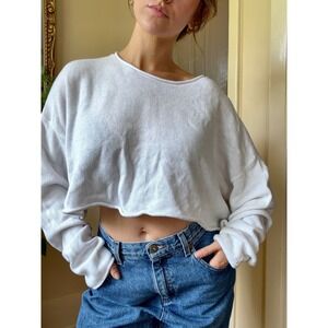 Basic Pullover Cozy White Cropped Knit Sweater